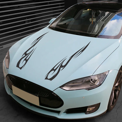 Engine Hood Stripe Sticker Flame Pattern Racing Sports Body