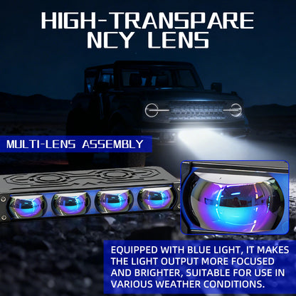 Mondeview 2PCS 4-inch Blue Film Four Lens Grille Auxiliary