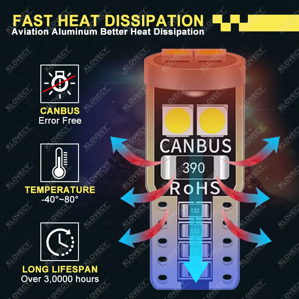 Pieces Canbus T10 W5W Bulbs Interior Dome Door Maps