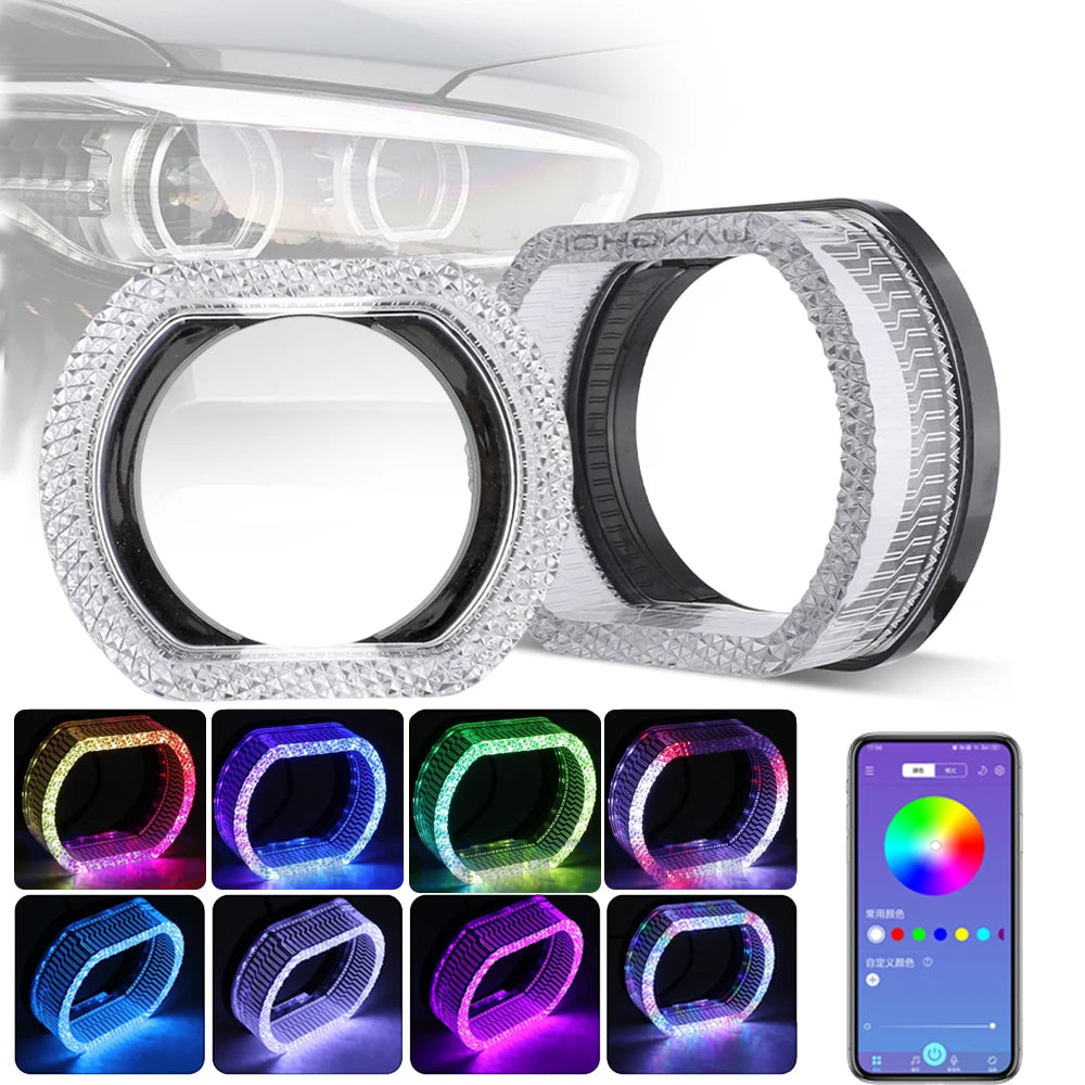 For Bi LED Headlights Projector Lens 2.5 3.0inch Crystal RGB
