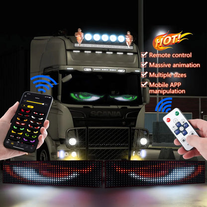 Truck Ambient Light LED Devil's Eye Flexible Matrix Pixel Panel Front Windshield Sign Display Screen Remote/App DIY Warn