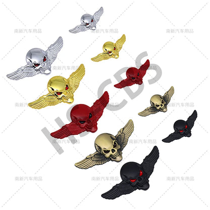 Metal 3D Skull Head Wing Totem Badge Rear Trunk