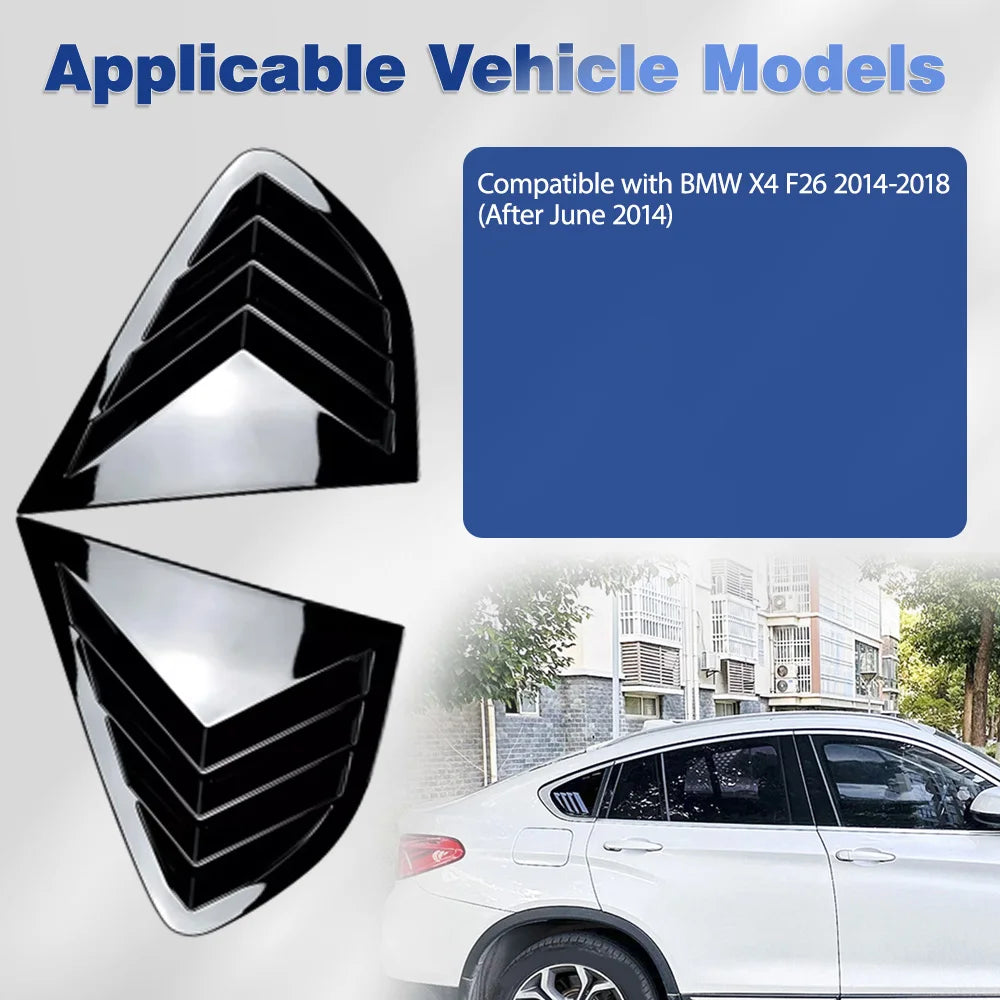 For BMW X4 F26 2014 2015 2016 2017 2018 Rear Side Window Louvers
