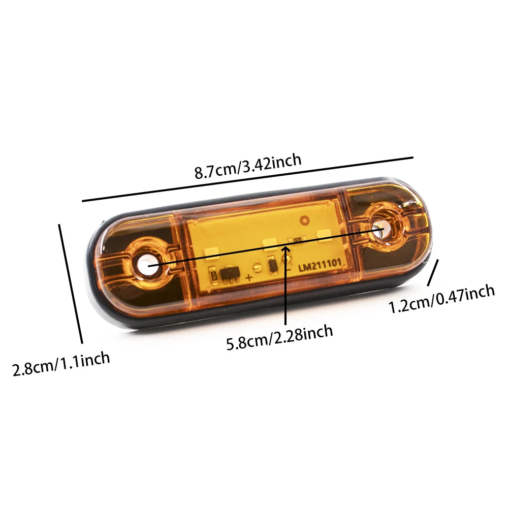 6X 10X 12V 24V External Side Marker Warning Oval