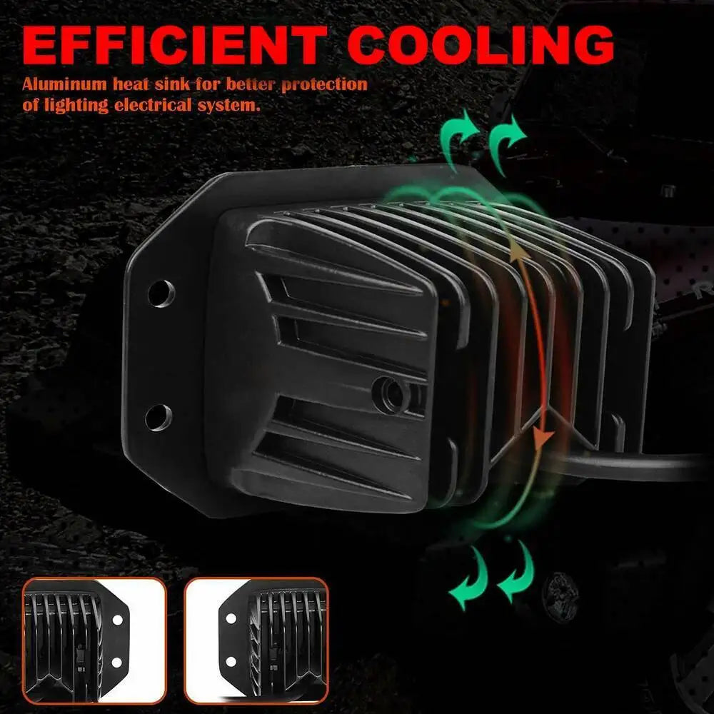 For Jeep Wrangler Inch 40W Flush Mount Work Truck Offroad Spot