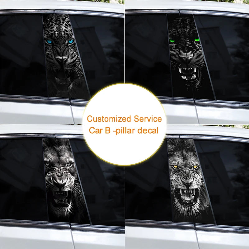2PCS Ferocious Animal Sticker B Pillar Decal Waterproof Vinyl