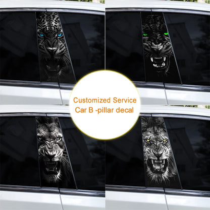 2PCS Ferocious Animal Sticker B Pillar Decal Waterproof Vinyl