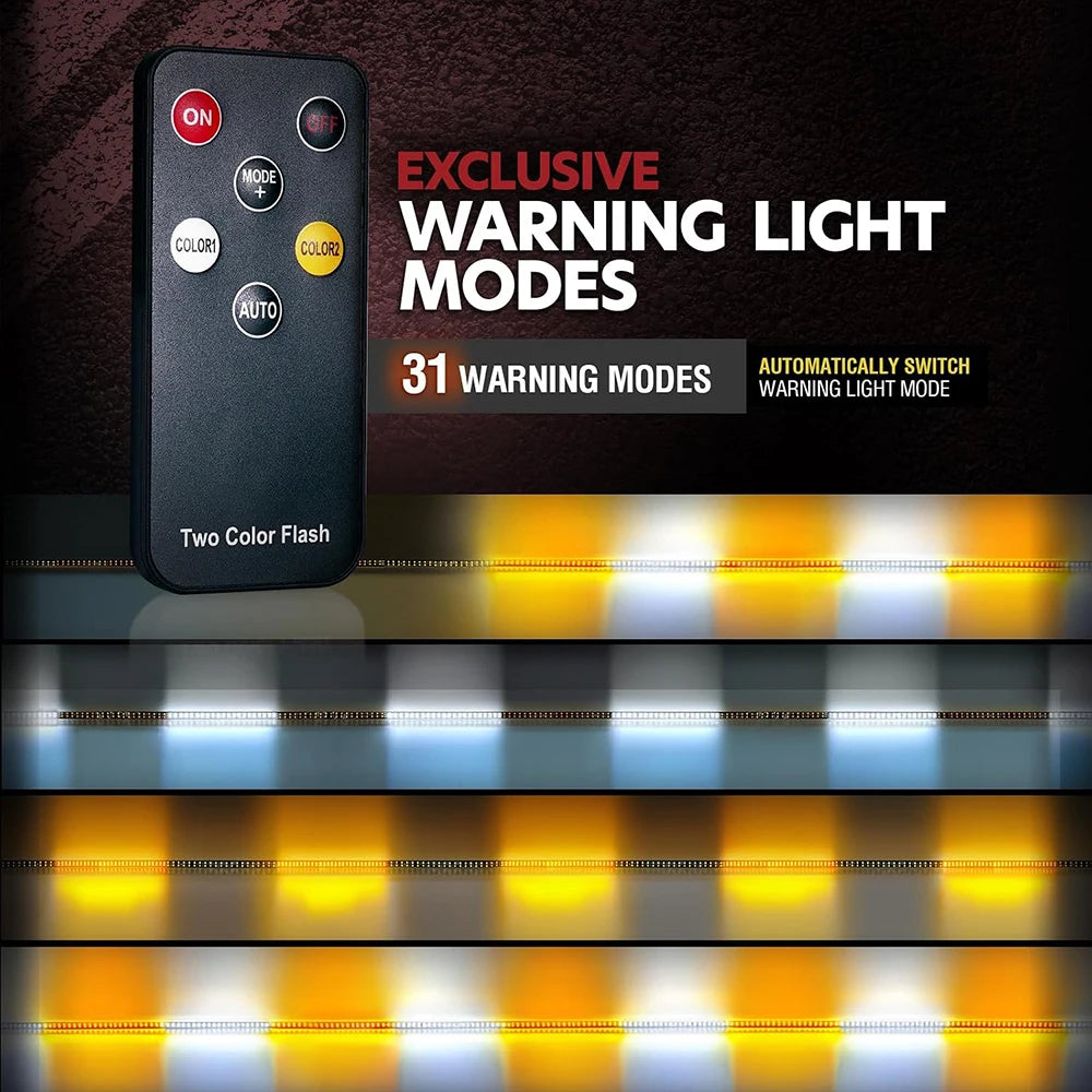 2PCS Running Board Strobe Strips 12-24v Flashing Side Warning