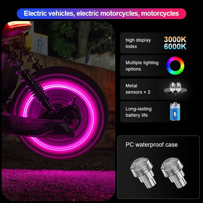4PCS Motorcycle Bicycle Tire Valve Caps Neon Flash Waterproof