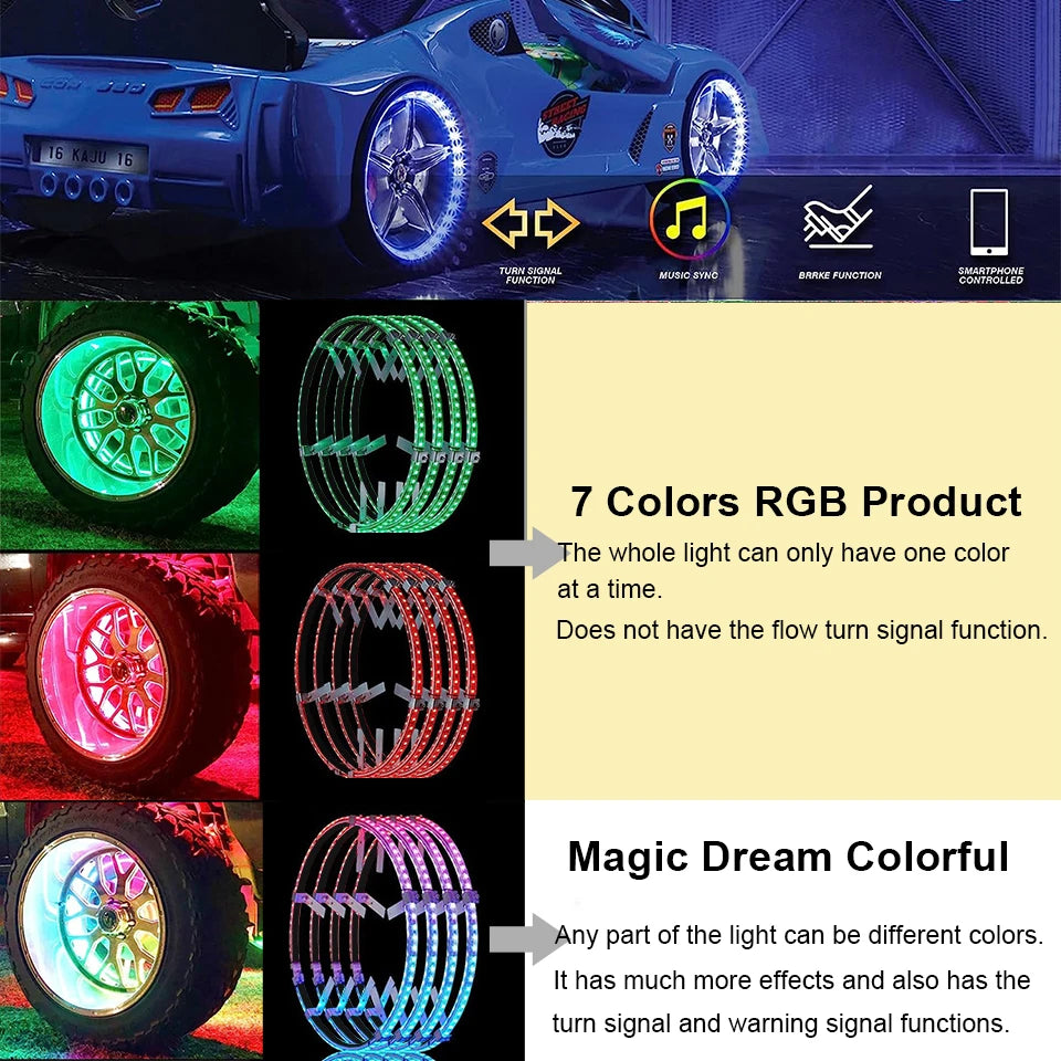 4PCS Magic Colourful Wheel Hub SUV Ambient Turn Signal