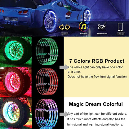 4PCS Magic Colourful Wheel Hub SUV Ambient Turn Signal