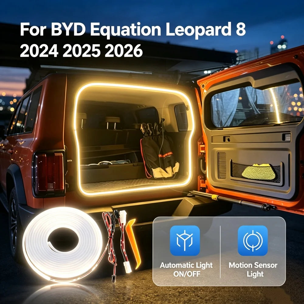 For BYD Equation Leopard 8 2024 Rear Trunk Atmosphere Bar White
