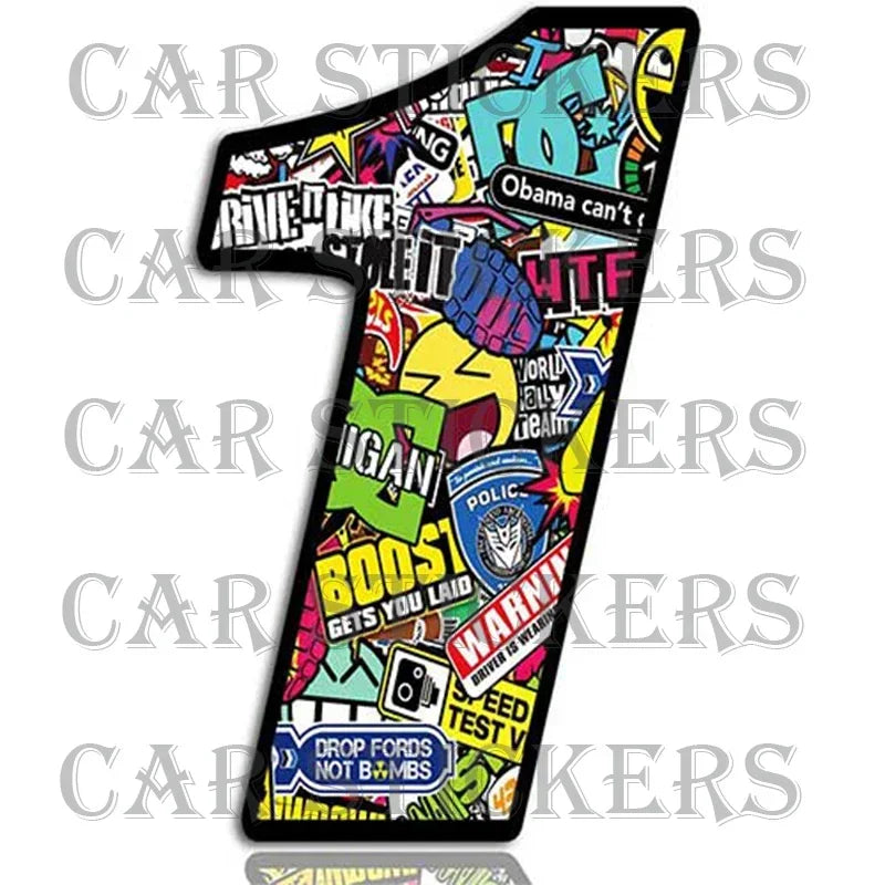 Numbers Vinyl Rear Window Stickers off-road Stylish Skull Color
