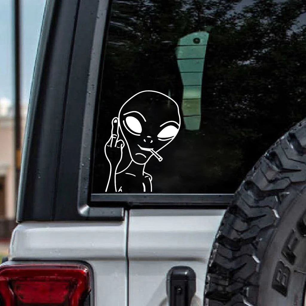 Hungmieh Stickers Funny Alien Personality Ufo Decals Laser Vinyl