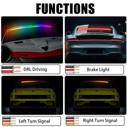 RGB Third Brake Strip Flexible Mount Stop Turn signal12v