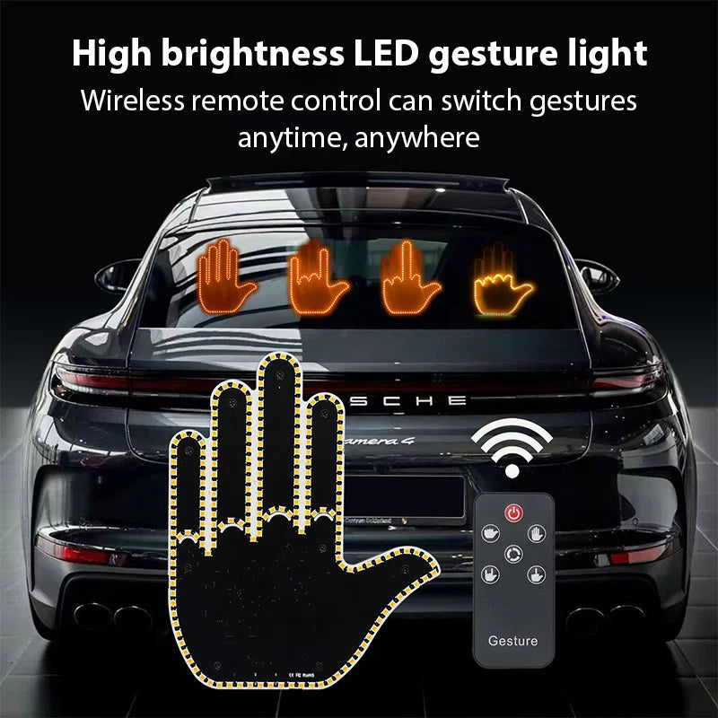 Illuminated Gesture Finger Remote Road Rage Signs Middle Hand