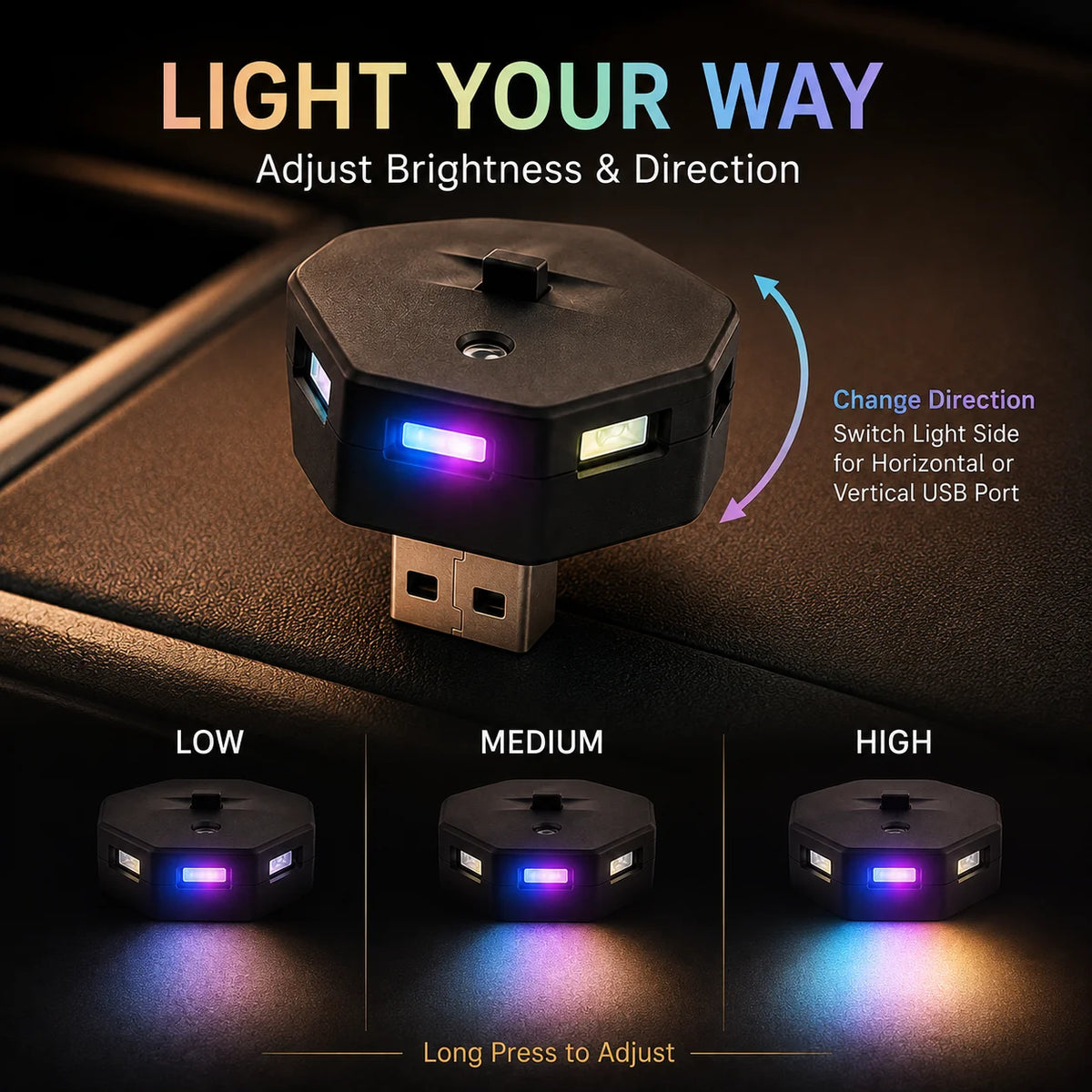 MINI type-c USB Atmosphere Ambient Night Neon Interior Emergency