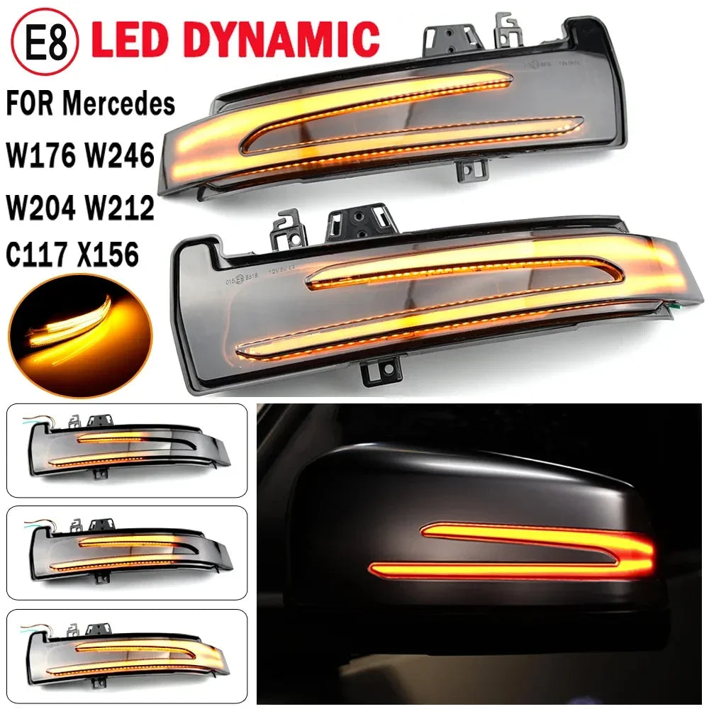 For Mercedes Benz W204 Cla A 2PCS Dynamic Blinker B C E S Gla Glk