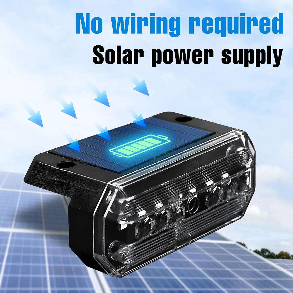 1PCS Solar Powered 6SMD Strobe Warning anti-collision Signal Cars