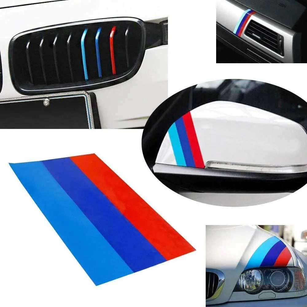 For BMW 117" 4.5m Sticker M Color Stripes Rally Side Hood Racing