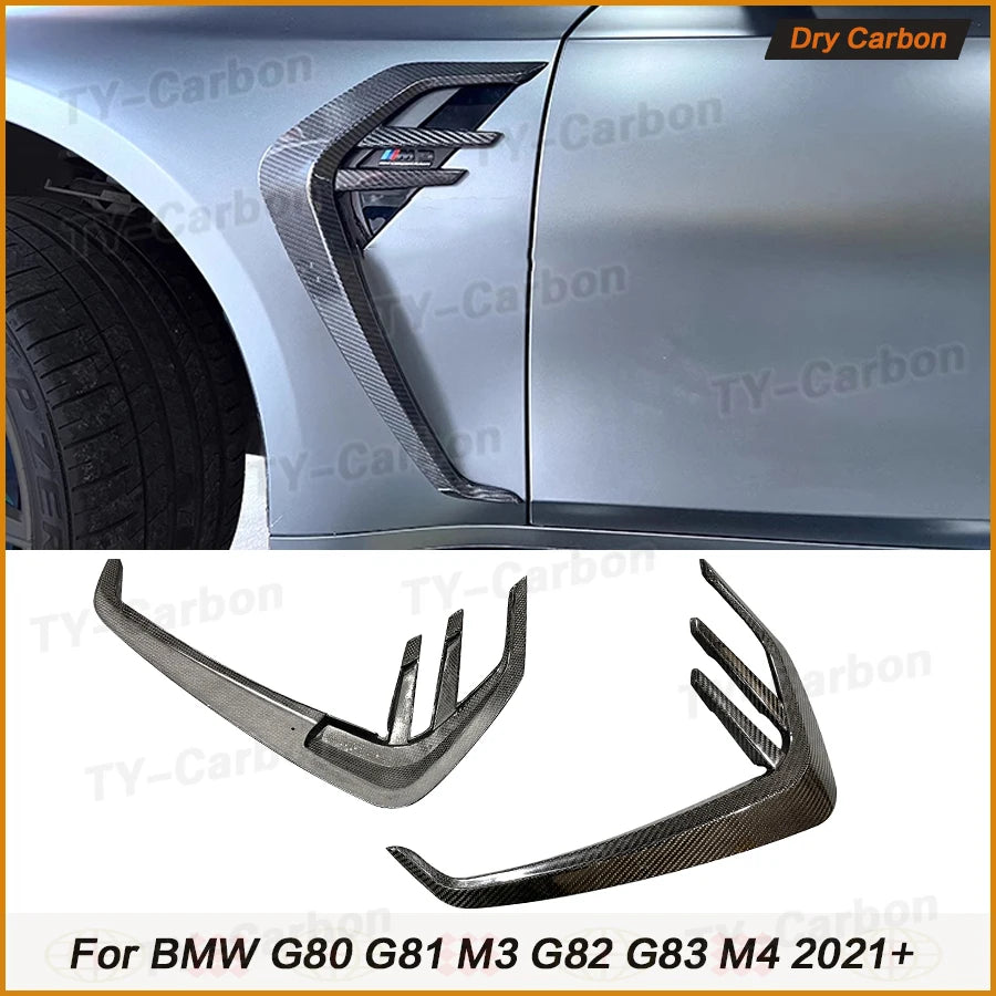 For BMW G80 M3 G82 G83 Dry Carbon Fiber Side Fender Vent Trims