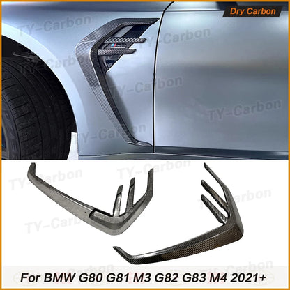 For BMW G80 M3 G82 G83 Dry Carbon Fiber Side Fender Vent Trims