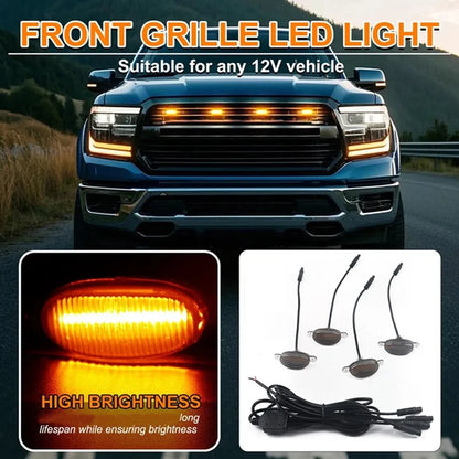 4PCS Grille Yellow Daytime Running Warning Pickup Truck Haze