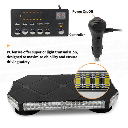 Universal Car Diamond Black Housing 56 LED Roof Strobe Warning Light Ceiling Mount Auto Parts With Remote Control