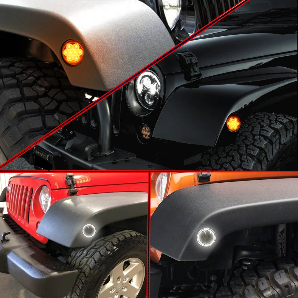 For Jeep Wrangler Jk Rubicon Unlimited 2PCS Amber Front Fender