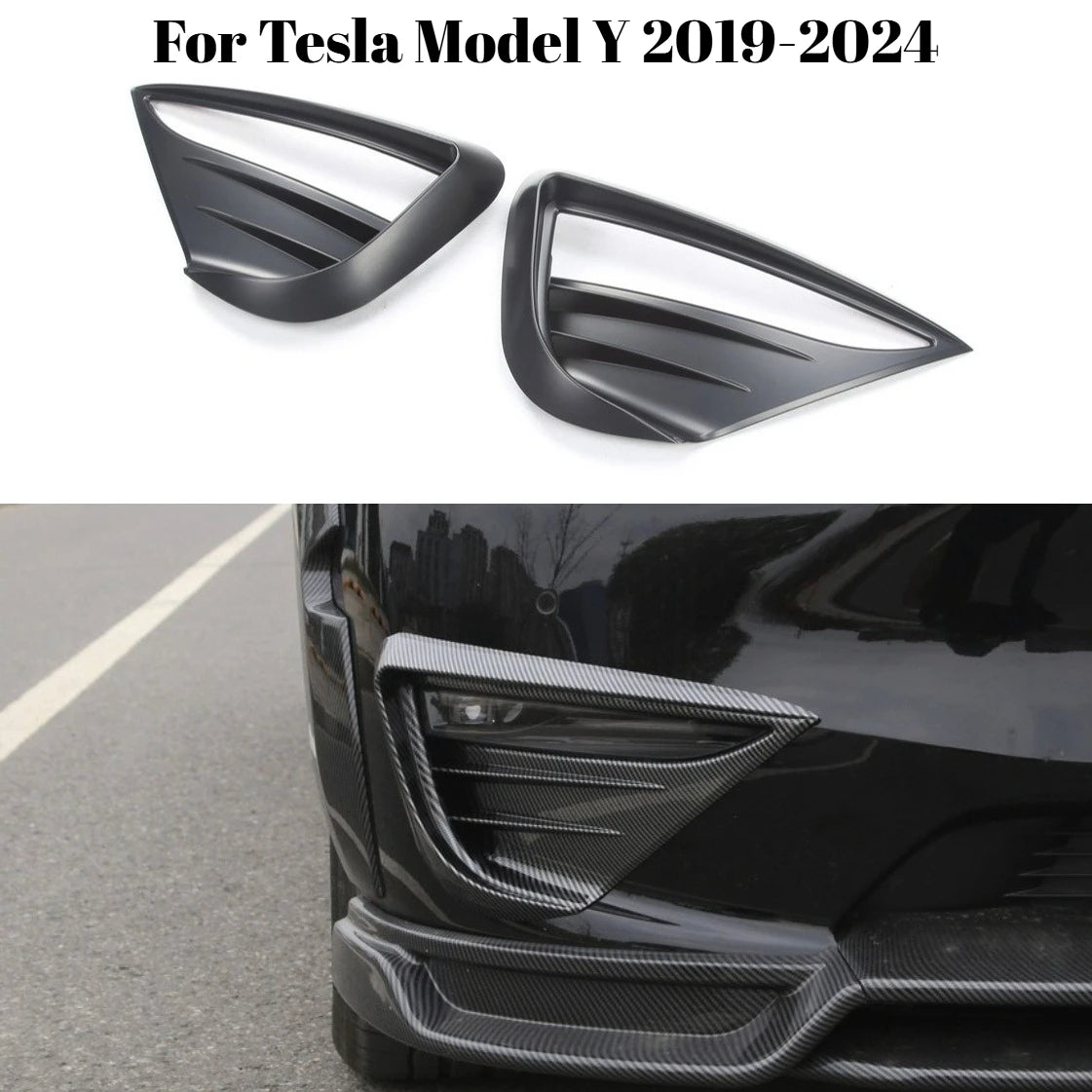 For Tesla Model Y 2019-2024 Front Bumper Aerodynamic Fog Fins