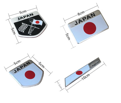 For Toyota Honda Suzuki Nissan Mazda 3D Metal Japanese Flag