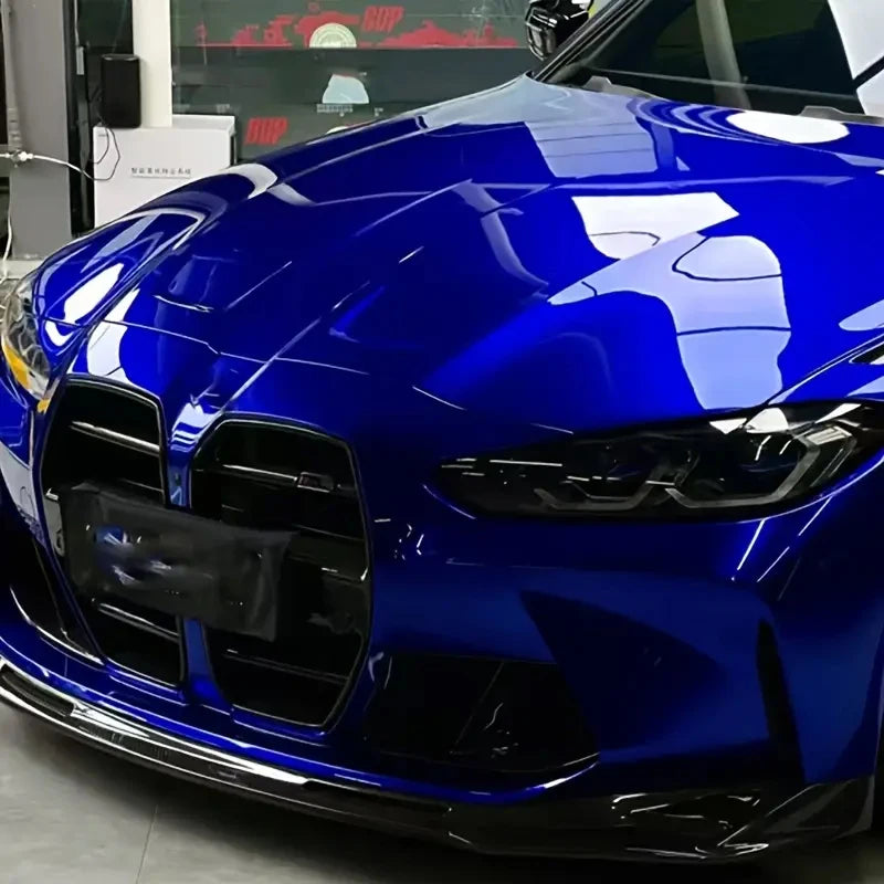 Premium Candy Gloss Metal Dark Blue Vinyl Wrap Adhesive