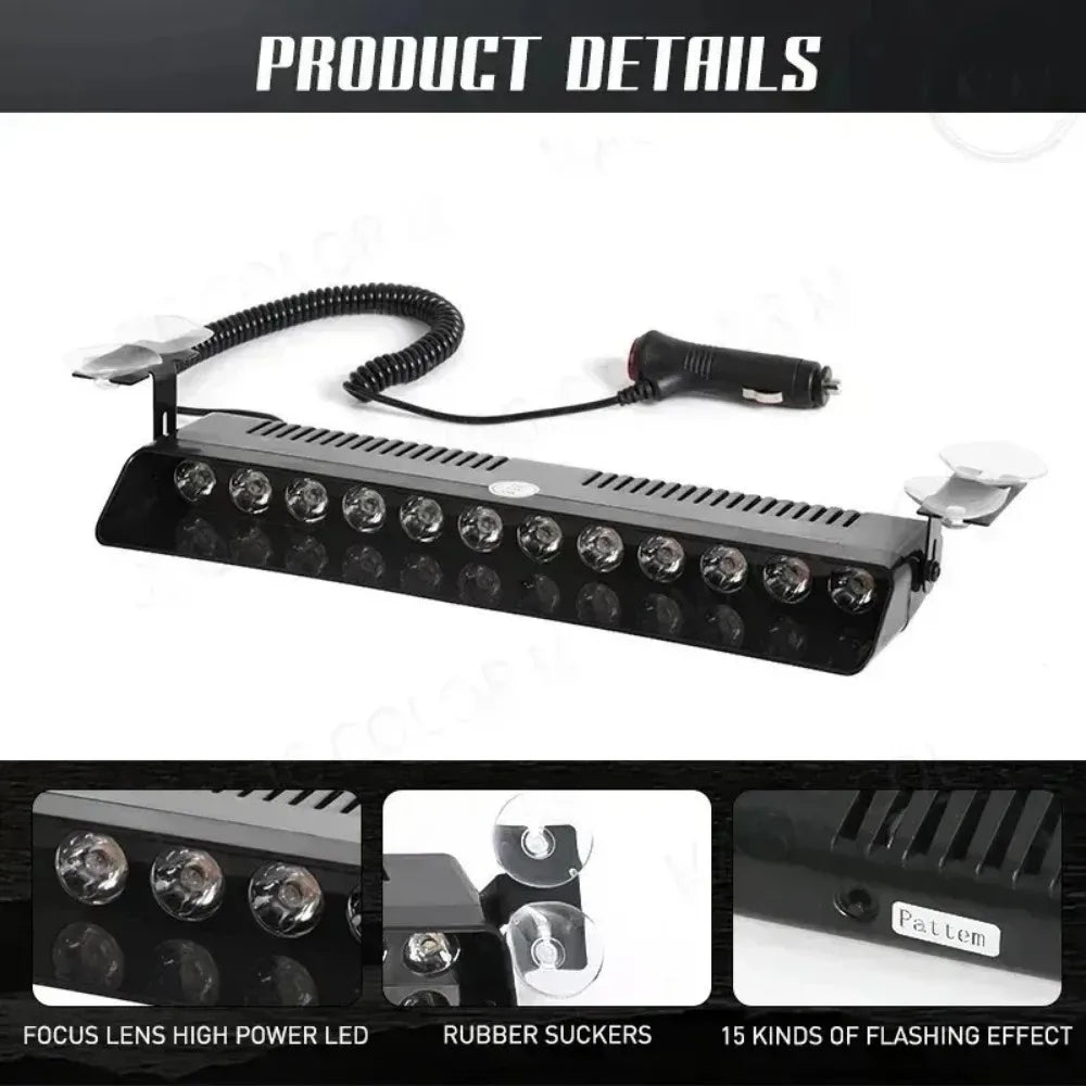 For Waterproof Emergency Strobe Windshield Trailer 1PC 12 Strobe