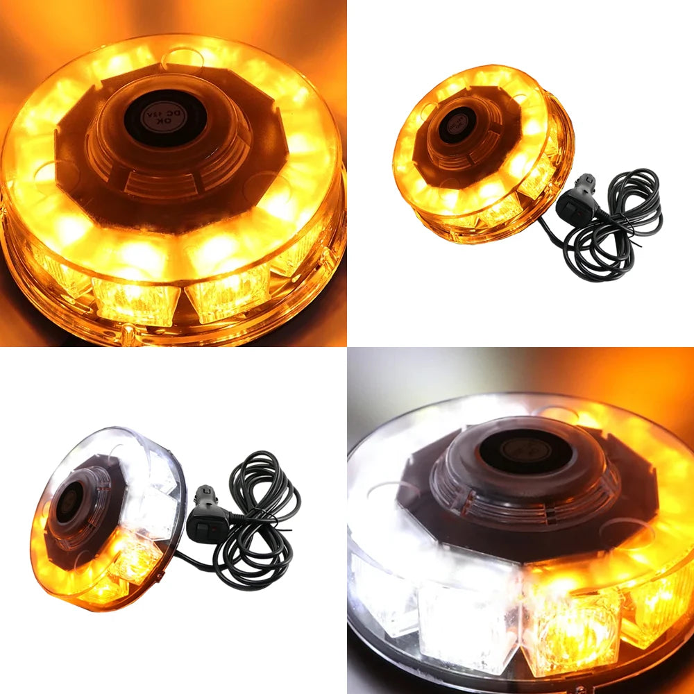 Strobe Yellow White 12-24v Cars Trucks