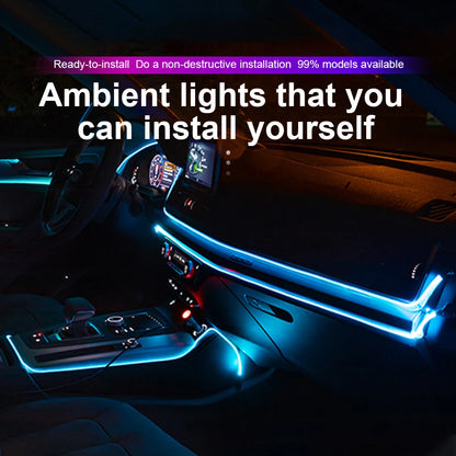 1M/3M/5M Car LED Ambient Light Interior Decoration EL Wiring RGB Neon Strip For Car DIY Flexible Atmosphere Lighting Wit