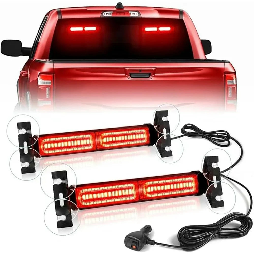 2-in-1 Suction Cup Flashing Front Rear Glass Warning Strip