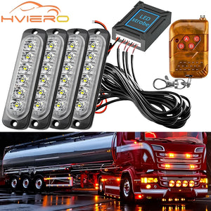 24LED Wireless Strobe Emergency Signal Flash Warn 12-24v Trailer