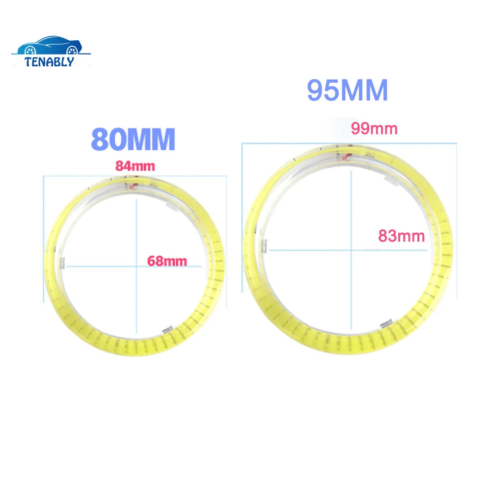 2PCS Cob Angel Eye White Motorcycle Headlight Circle Ring