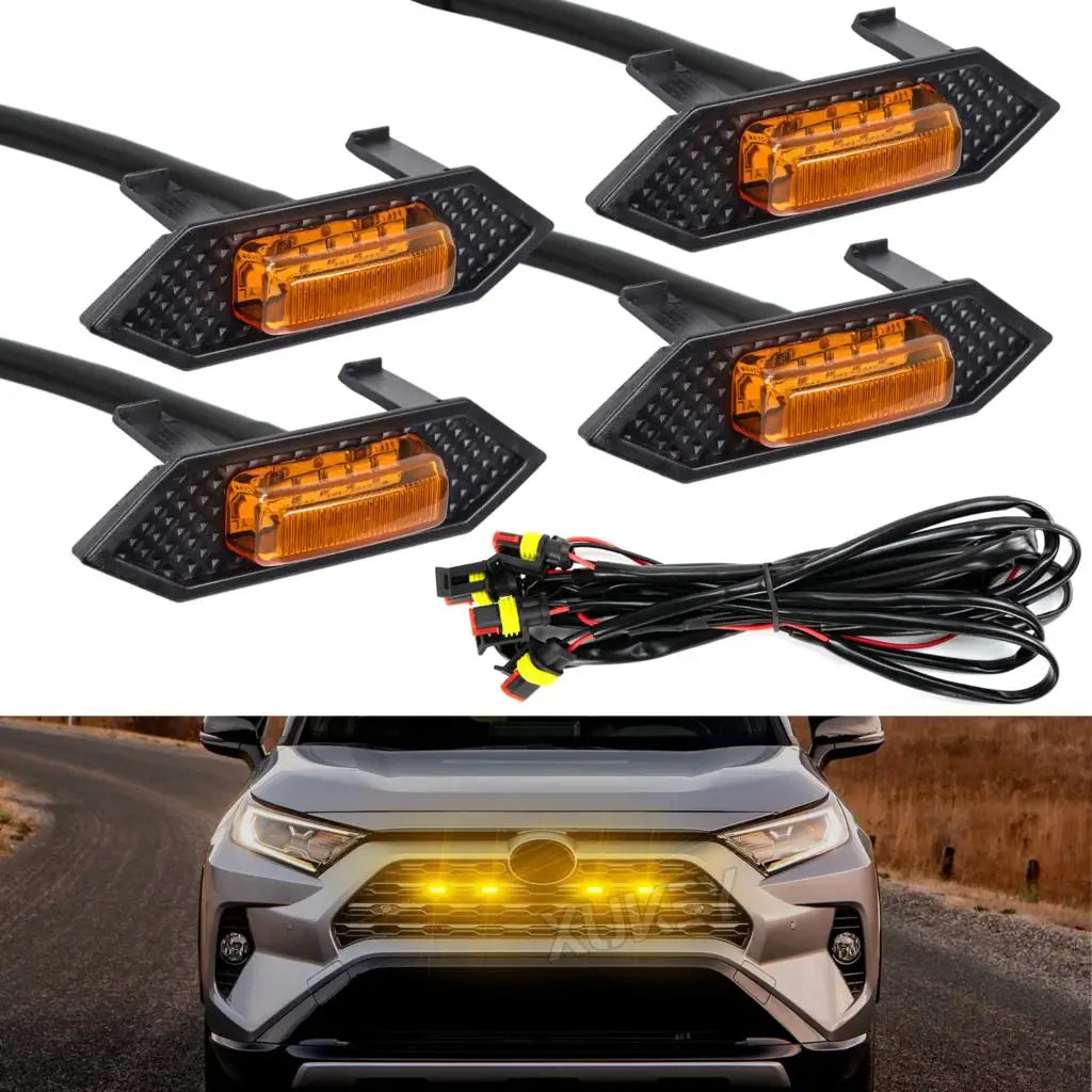 For Toyota RAV4 2019 2020 2021 4PCS Amber Raptor Grille Front