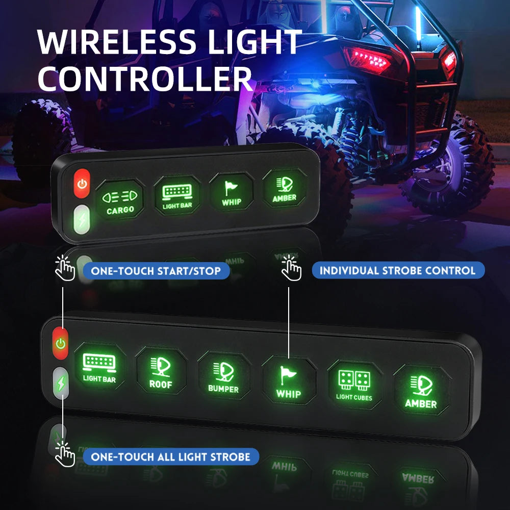 For ATV Co Wireless Control Gang Switch Panel Flash RGB Gangs