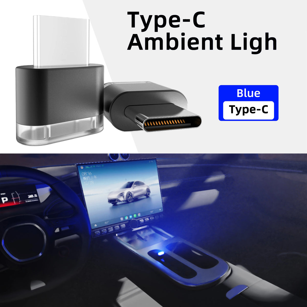 4PCS type-c Interface Ambient Ligh USB Interior Plug Play