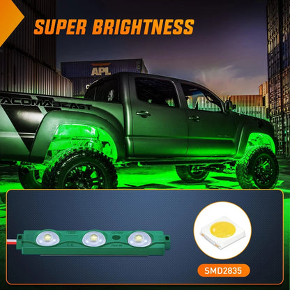 Nilight 8PCS Truck Pickup Bed 24LED Green Cargo Rock