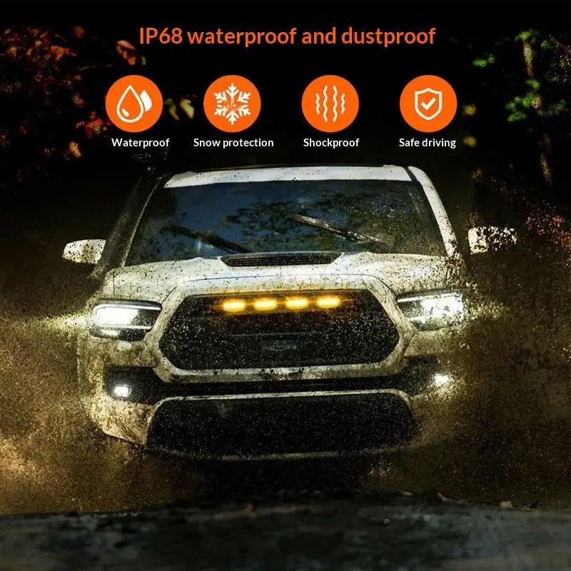 4X Grille Yellow Daytime Running Decor Warning Pickup Truck