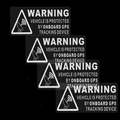 4X Warning On Board Gps Tracking Device Sign Sticker