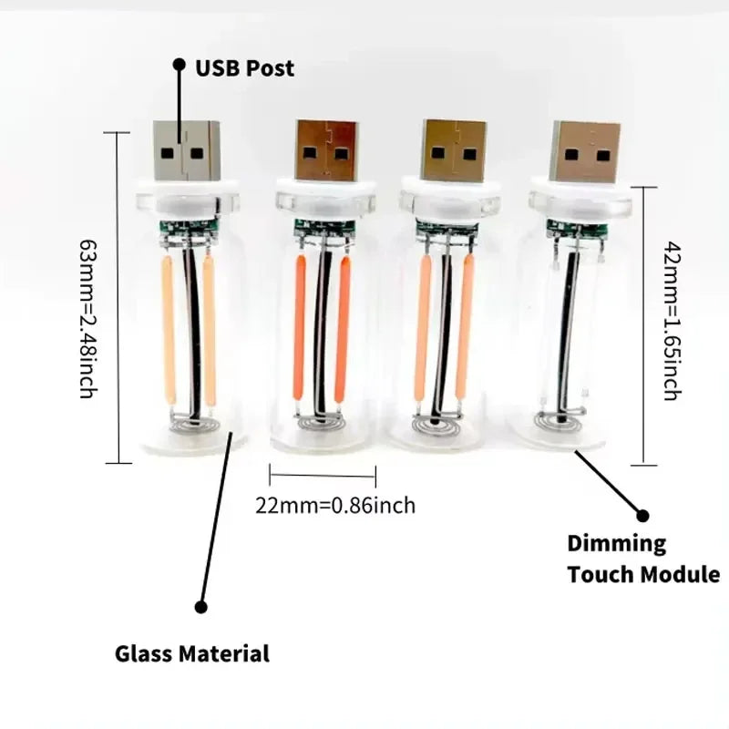 Touch Dimmable USB Night Filament Portable Lighting Plug Play
