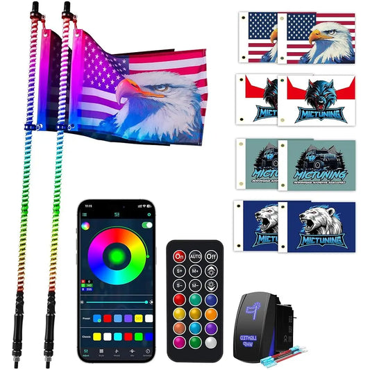Mictuning 4FT 360 Spiral Whip rgb+ic Dream Flow Chasing