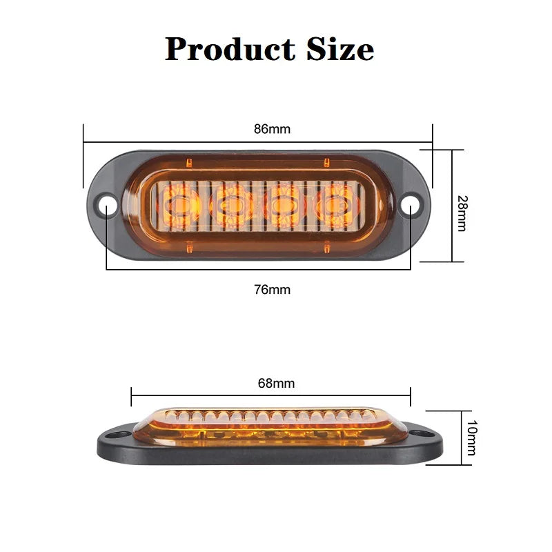 12V 24V Truck 4LED Side Marker Brightness Running Indicator