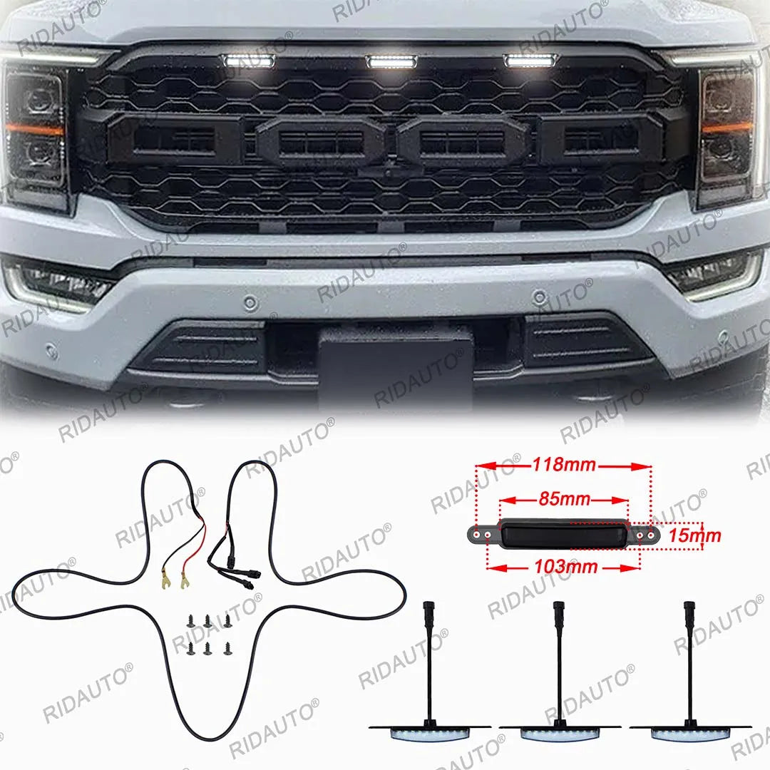 For Ford F150 2021 2022 2023 3PCS White Kit Raptor Modify Grille