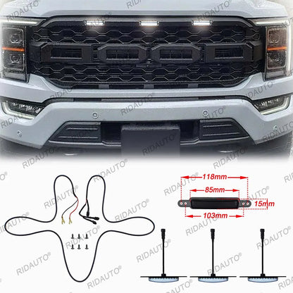 For Ford F150 2021 2022 2023 3PCS White Kit Raptor Modify Grille