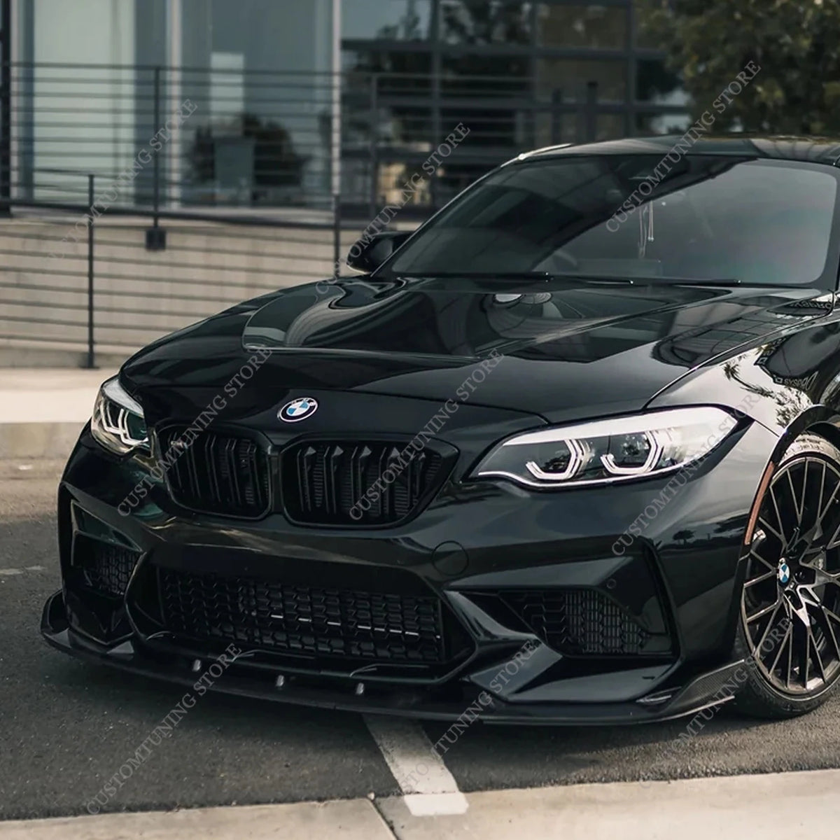 For BMW F87 M2 M2CS 2016-2021 Gloss Black 3D Front Bumper Lip